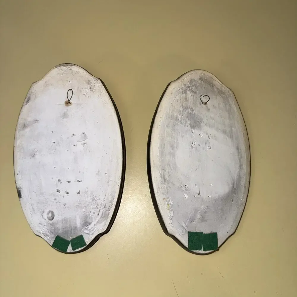 Vintage 1969 Miller Studios Standing French White Poodle Dog Plaque Pair Great!